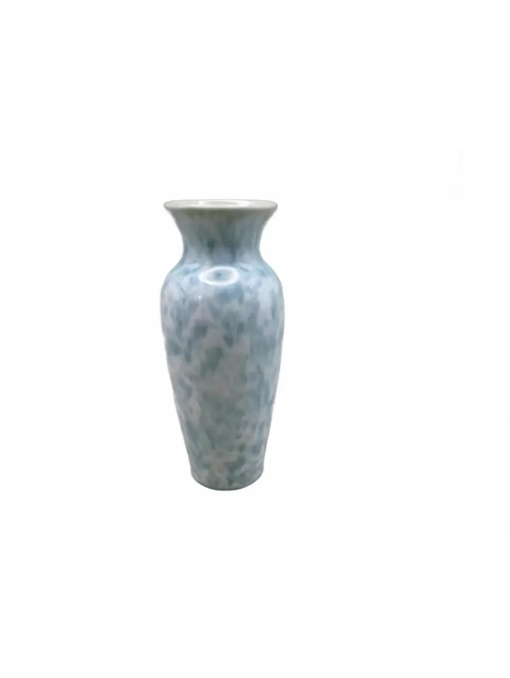 Vintage 1960s Flambé Art Pottery Vase Blue Turquoise Mottled Glaze 7